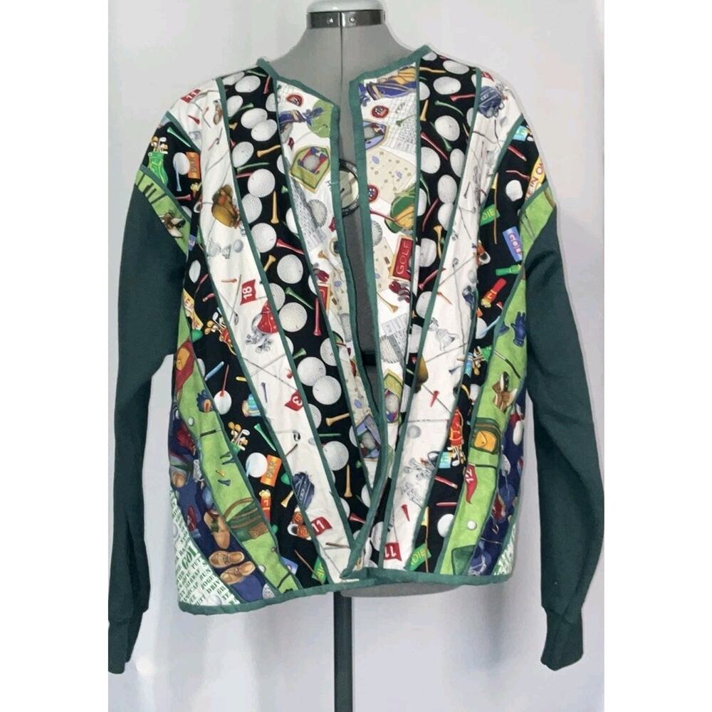 Unique Vintage 90s Style Golf Jacket Womens Colorful Graphic Handmade